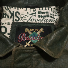 Load image into Gallery viewer, BRAD BENNETT STUDIOS CHICAGO. AMERICA&#39;S BASEBALL TEMPLES LEATHER JACKET. SZ L