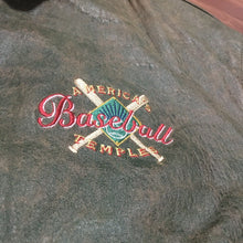 Load image into Gallery viewer, BRAD BENNETT STUDIOS CHICAGO. AMERICA&#39;S BASEBALL TEMPLES LEATHER JACKET. SZ L