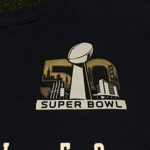 The Nike Tee Super Bowl 50 Denver Broncos Champions Navy Shirt Men Small