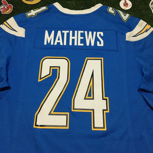 NFL Chargers Mathews # 24 Size Large Nike On Field - San Diego Chargers Blue