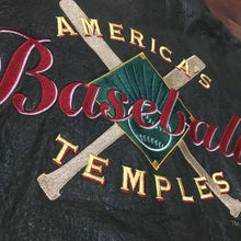 Load image into Gallery viewer, BRAD BENNETT STUDIOS CHICAGO. AMERICA&#39;S BASEBALL TEMPLES LEATHER JACKET. SZ L