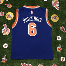 Load image into Gallery viewer, Kristaps Porzingis #6 New York Knicks Adidas Blue Youth Medium