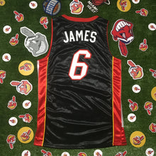 Load image into Gallery viewer, Adidas Authentic Miami Heat LeBron James #6 Sewn Jersey Size 44 Black/Red.