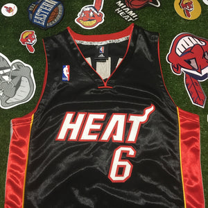 Adidas Authentic Miami Heat LeBron James #6 Sewn Jersey Size 44 Black/Red.