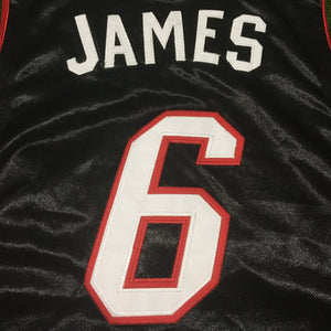 Adidas Authentic Miami Heat LeBron James #6 Sewn Jersey Size 44 Black/Red.