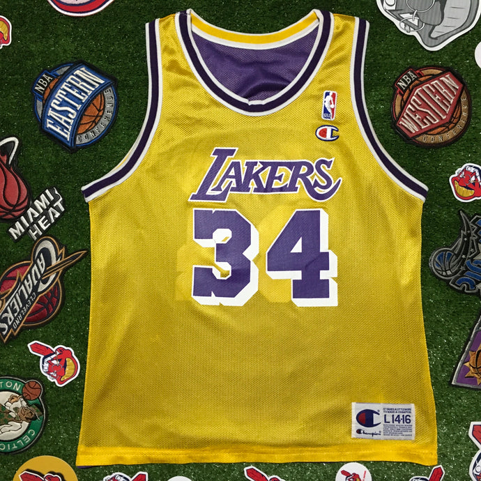 Shaquille O'Neal Reversible CHAMPION Lakers NBA Basketball Jersey Youth L 14-16 