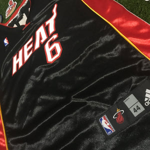 Adidas Authentic Miami Heat LeBron James #6 Sewn Jersey Size 44 Black/Red.