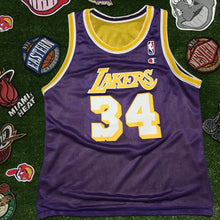 Load image into Gallery viewer, Shaquille O&#39;Neal Reversible CHAMPION Lakers NBA Basketball Jersey Youth L 14-16 