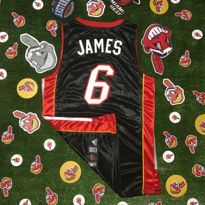 Adidas Authentic Miami Heat LeBron James #6 Sewn Jersey Size 44 Black/Red.