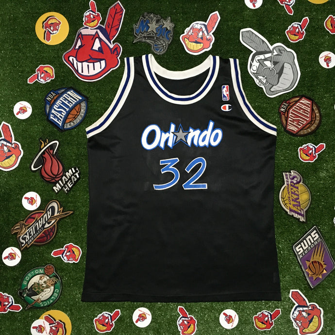 Vintage 90s Champion Shaquille O'Neal Orlando Magic Black Jersey Youth Size XL 18/20