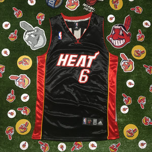 Adidas Authentic Miami Heat LeBron James #6 Sewn Jersey Size 44 Black/Red.